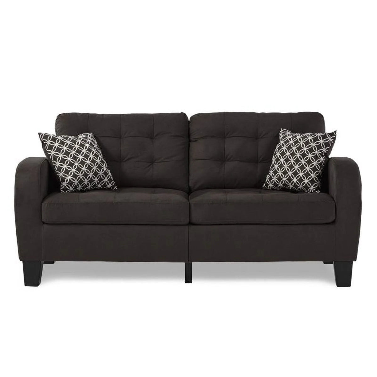 Chocolate Fabric Sofa with 2 Pillows H8832