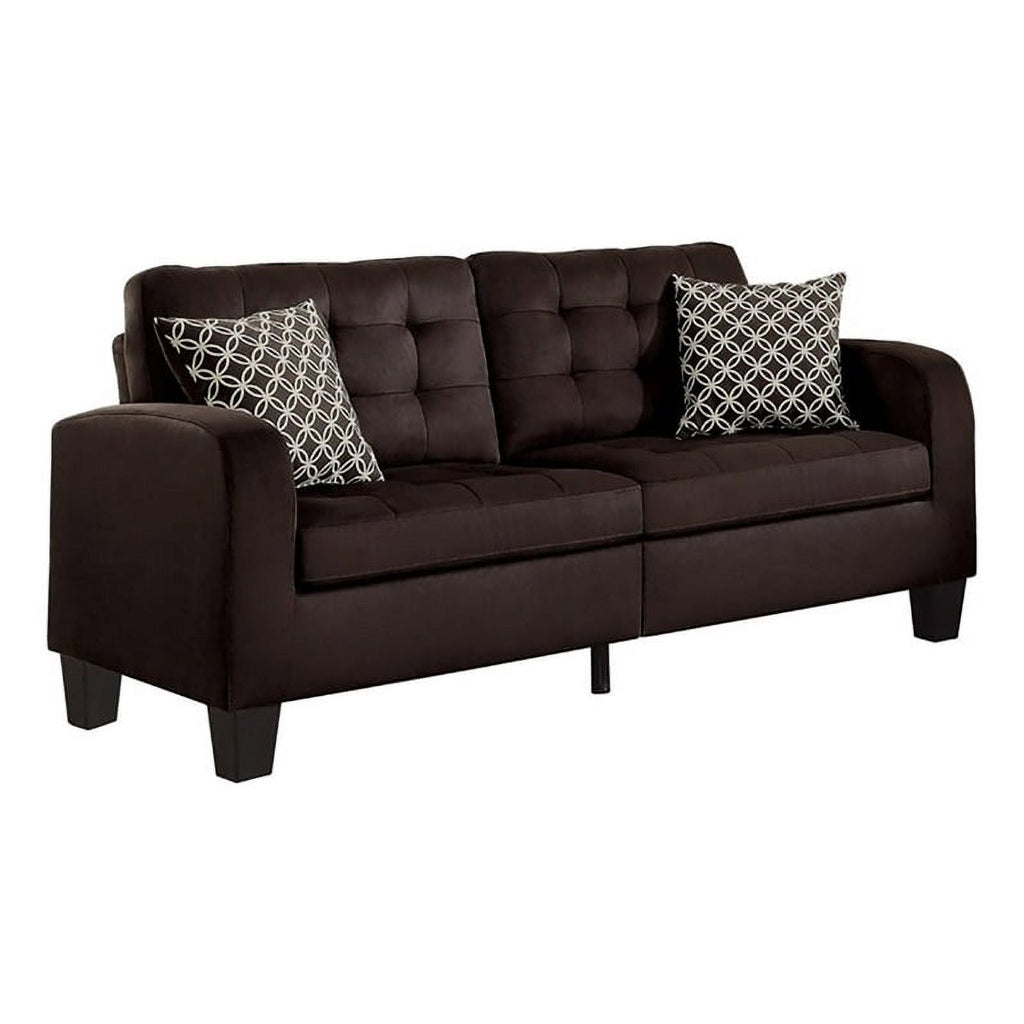 Chocolate Fabric Sofa with 2 Pillows H8832