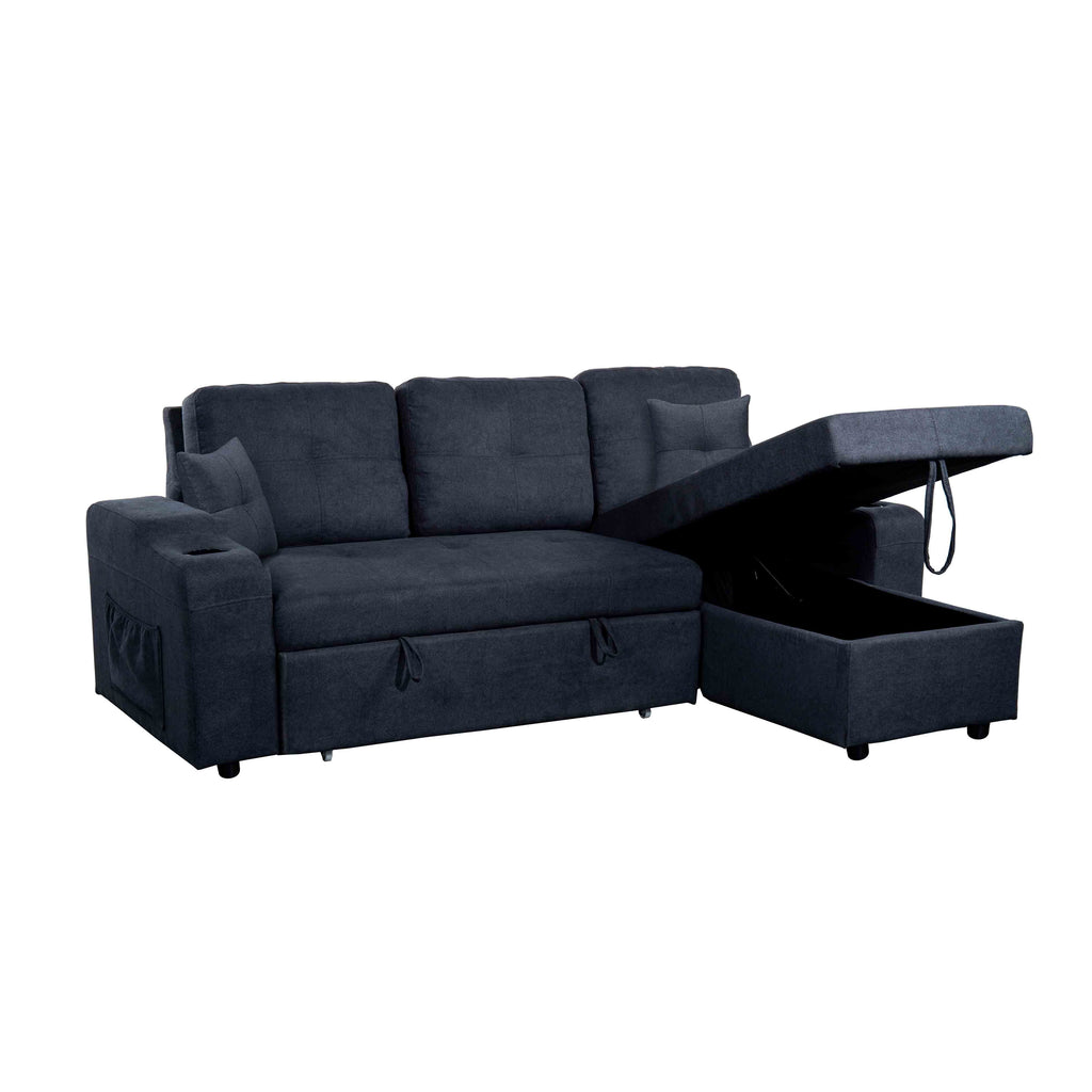 Dark Grey Right-Facing Sectional Sofa with Chaise and Storage O863