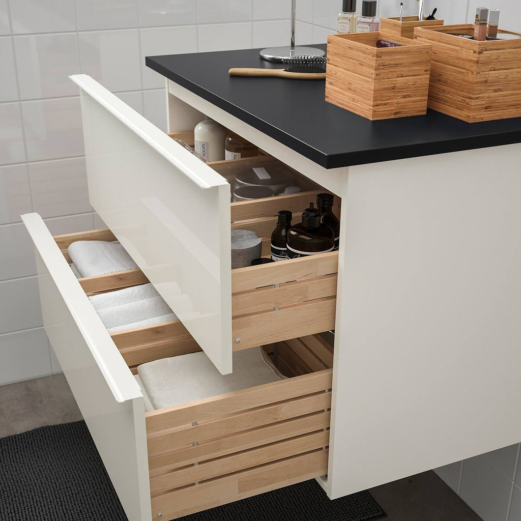 Sink Cabinet with 2 Drawers, High Gloss White O383