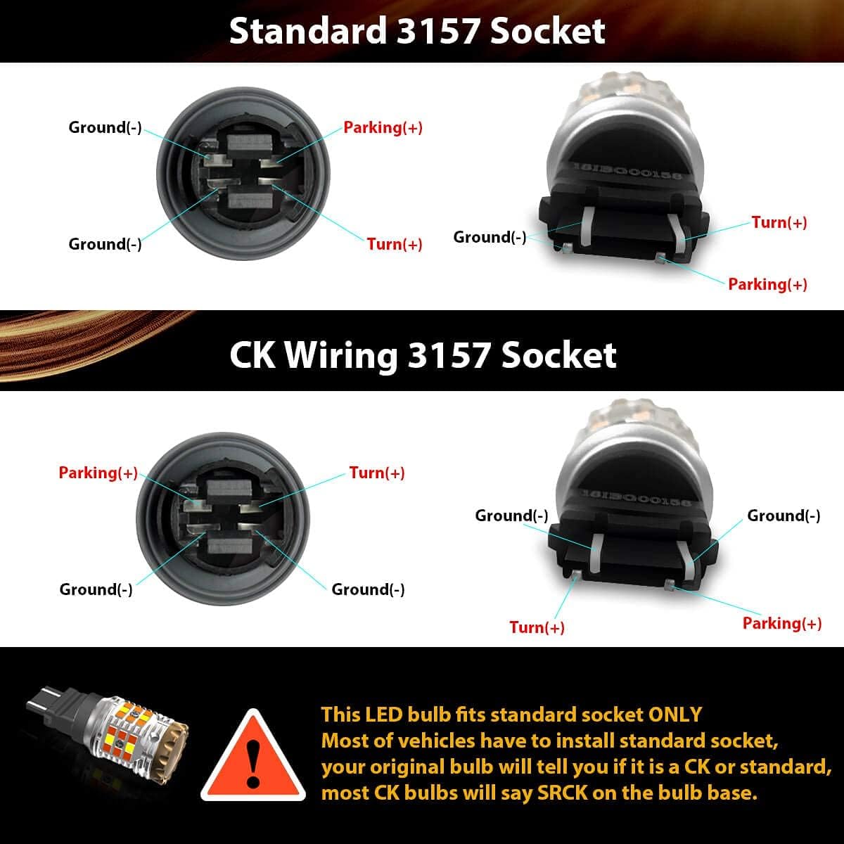 3157 LED Switchback White Amber Turn Signal Bulb Pack of 2 J5430