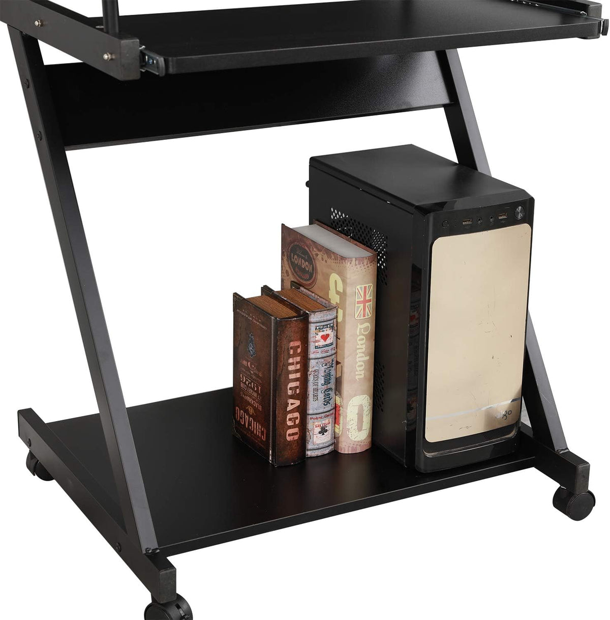 Adjustable Mobile Laptop Desk with Wheels, Black V689944
