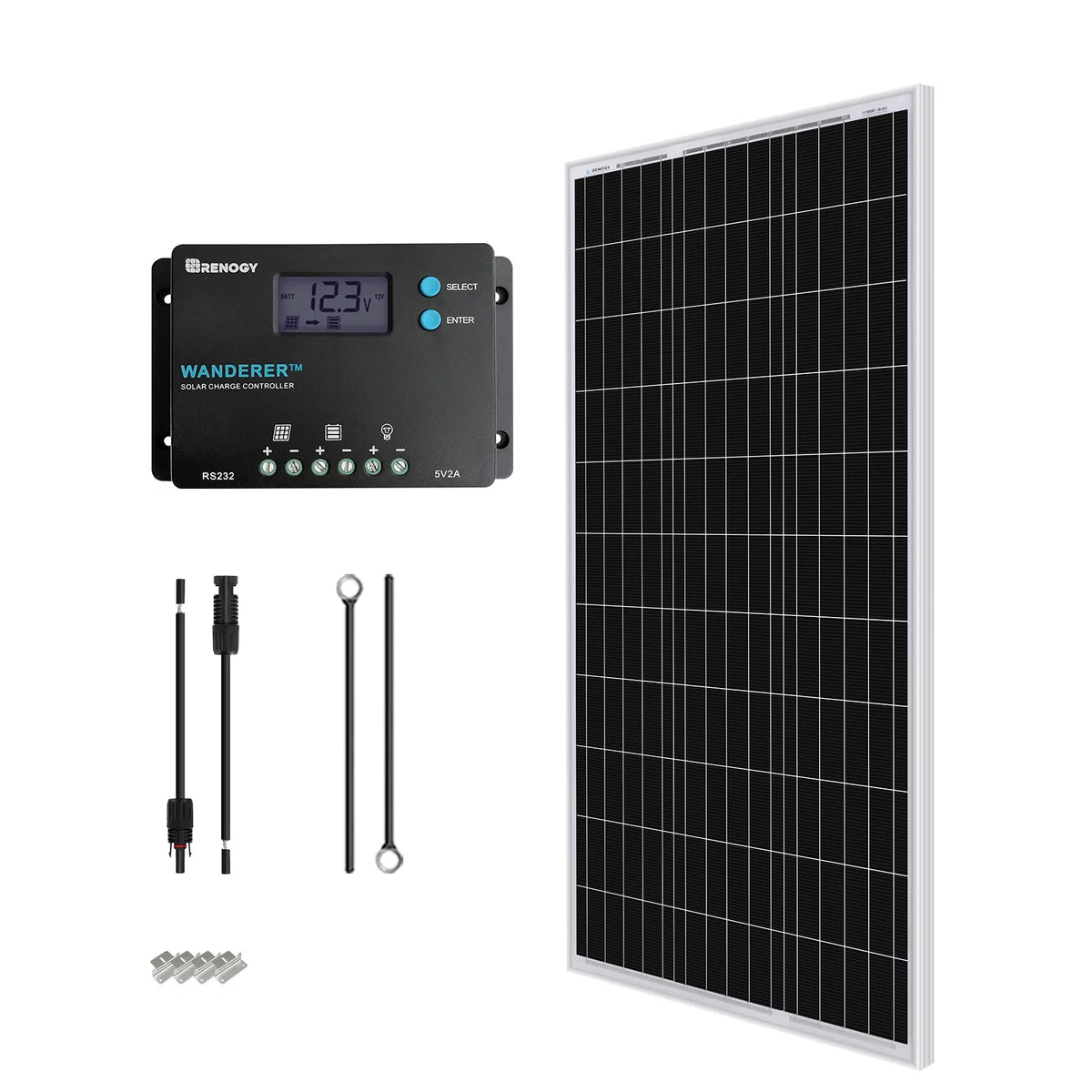 100W 12V Monocrystalline Solar Starter Kit with 10A Charger Controller H503