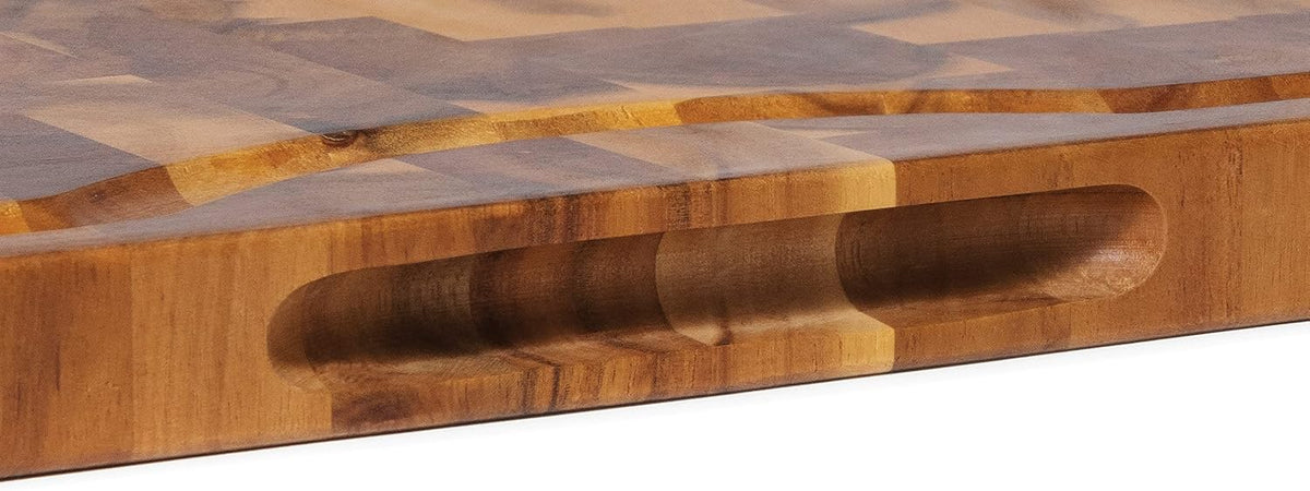Acacia End Grain Cutting Board with Juice Groove, 24" x 16" x 1" R734