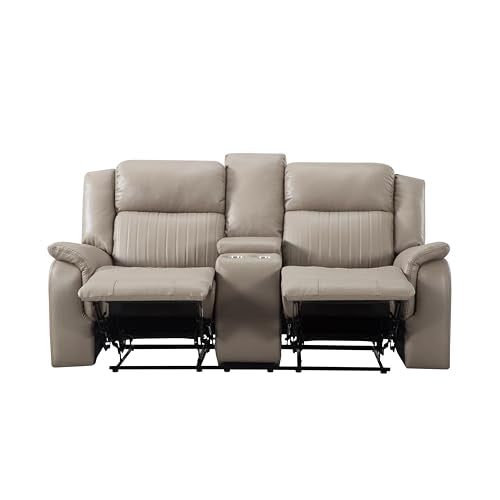 Double Recliner Sofa with Pillow Top Armrest and Storage C60175