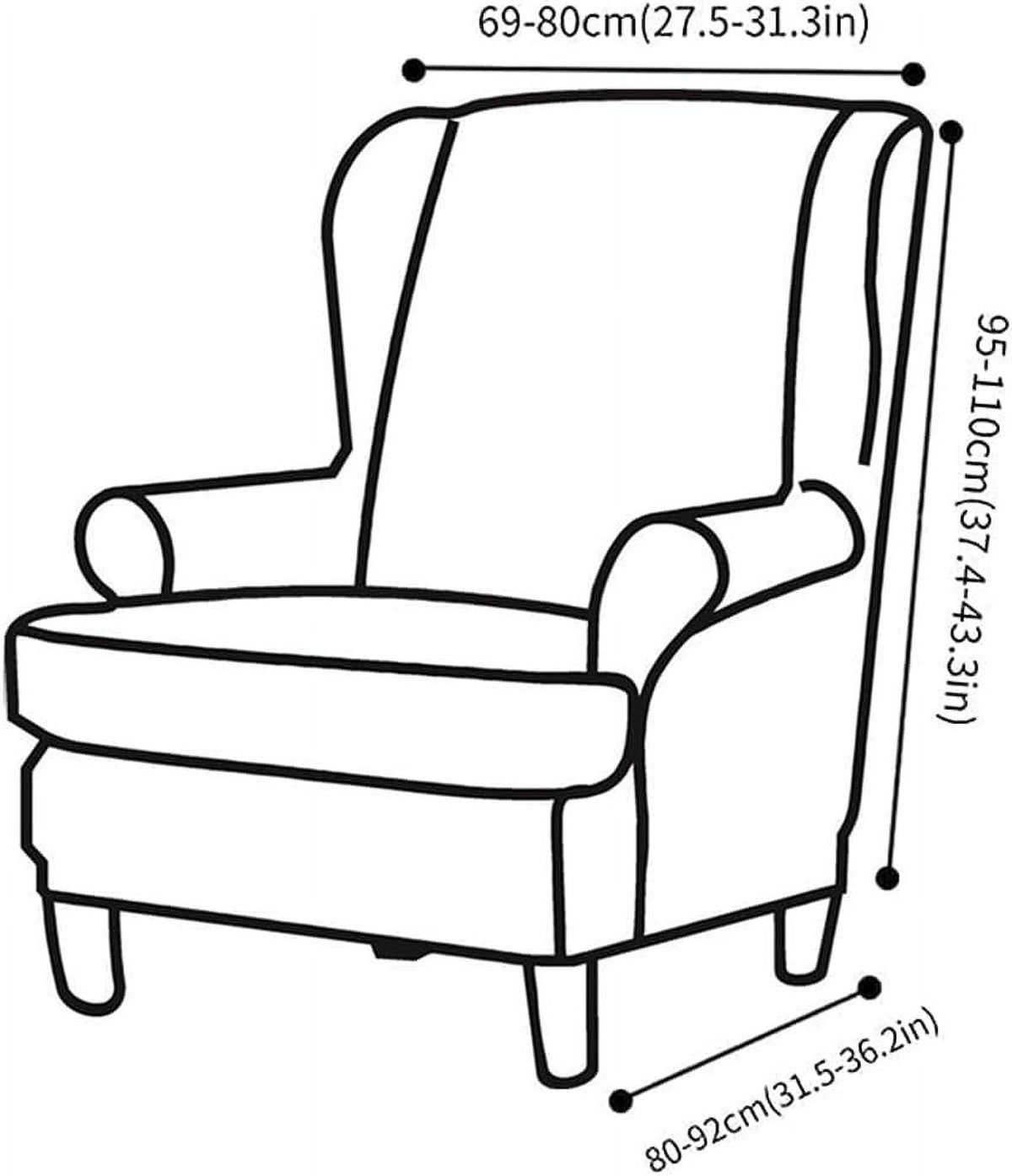 Camel Velvet Stretch Wingback Chair Sofa Slipcover with Elastic Bottom C2065