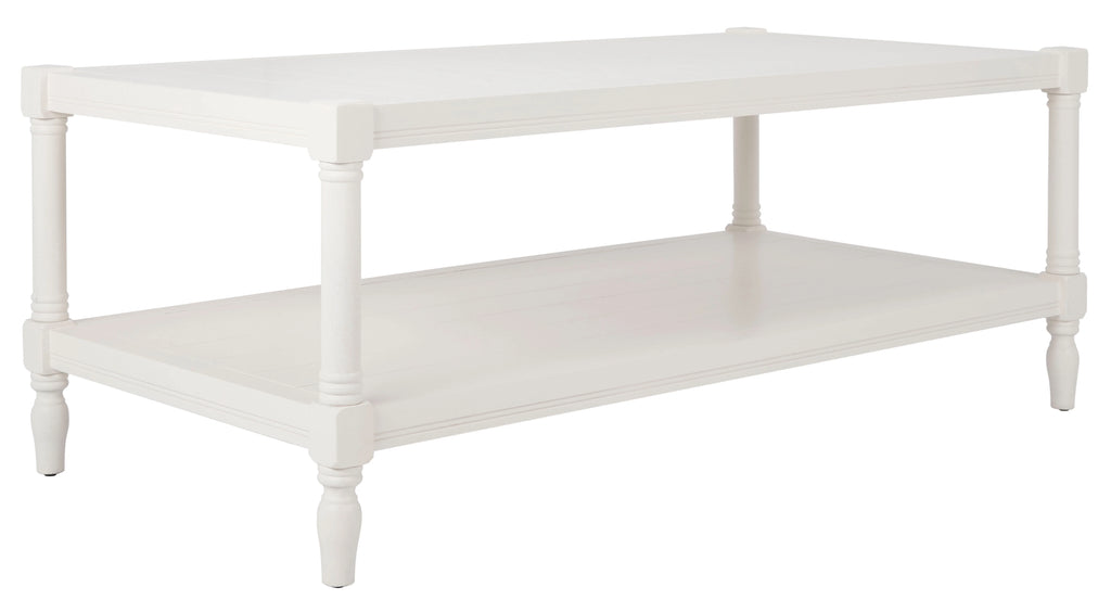 White Coffee Table with Storage Shelf E786