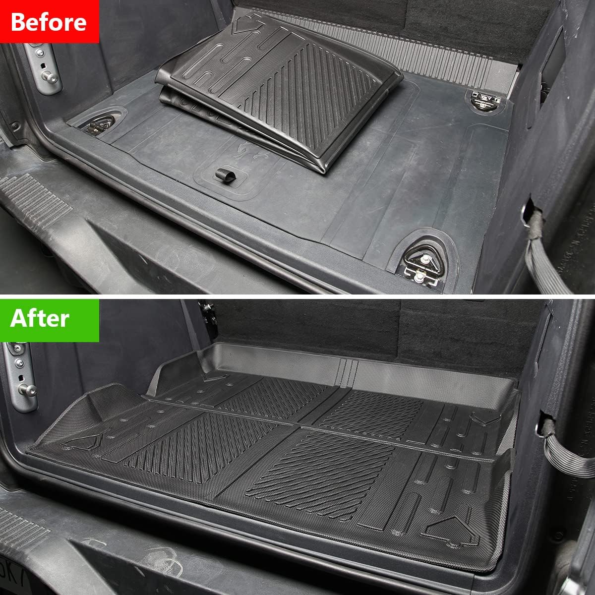 Cargo Liner Trunk Floor Mat for Ford Bronco 2021 2022 All Weather Waterproof TPE Pack of 2 R117483