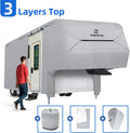 5th Wheel Cover Thick 3 Layers Polypro Anti-UV Waterproof Breathable Camper Covers Fits 37' - 40' Trailer, Gray F86453