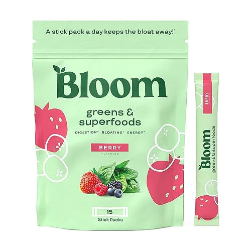 Super Greens Powder Smoothie Mix 15 Stick Packs Probiotics Digestive Enzymes Berry C54892