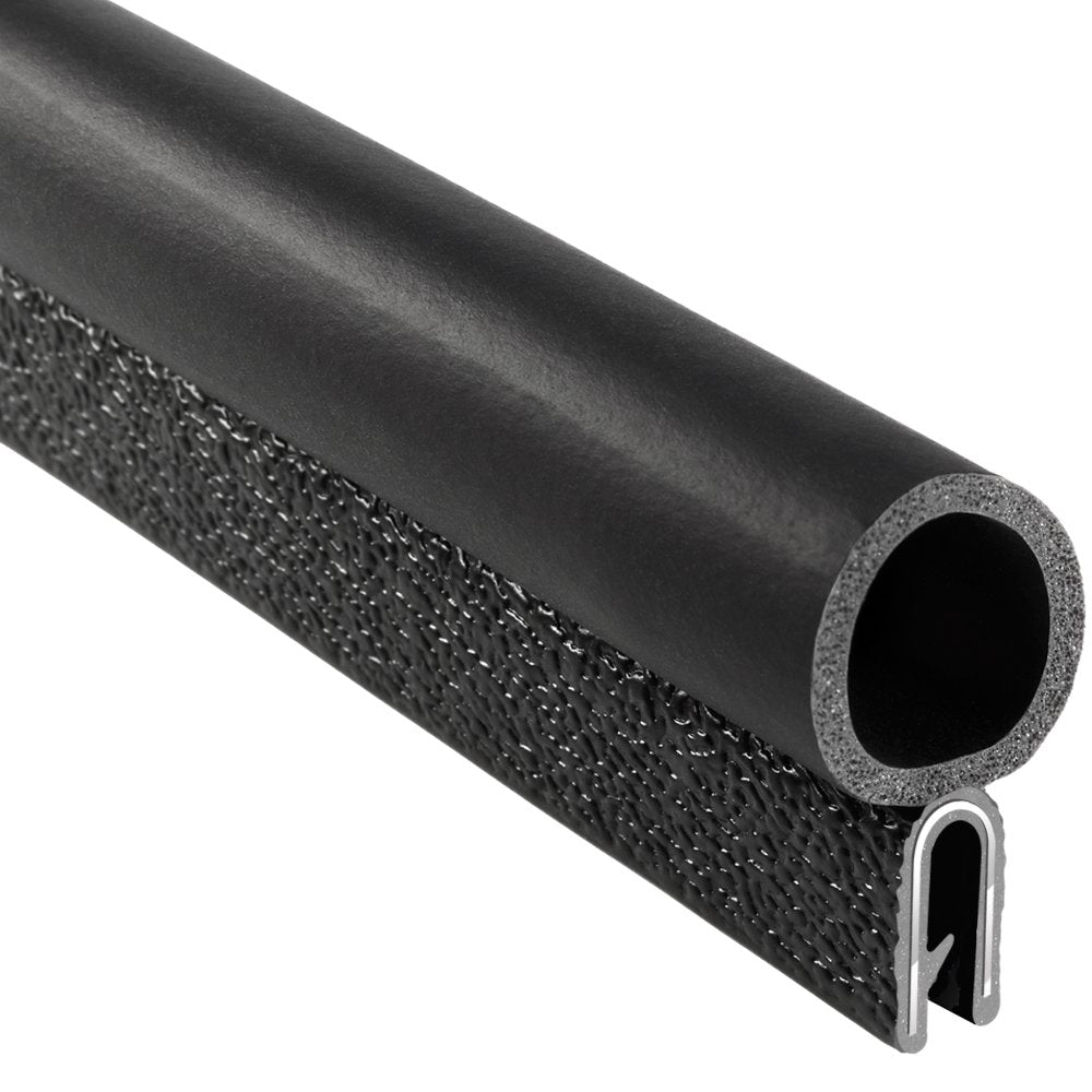 Trim Seal with Top Bulb, 3/16” Edge, 3/4” Bulb Seal Diameter, 25’ Length, PVC Plastic with EPDM Rubber Seal, Pack of 2 R318839