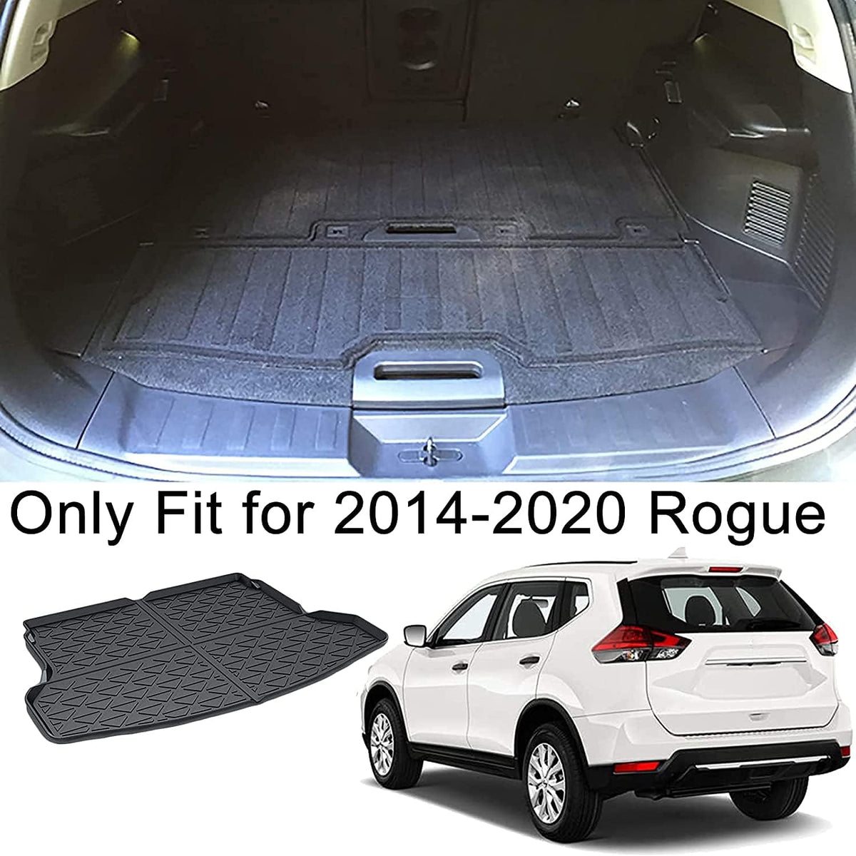 Rear Cargo Tray Trunk Floor Mat Waterproof Protector Pack of 2 D3355