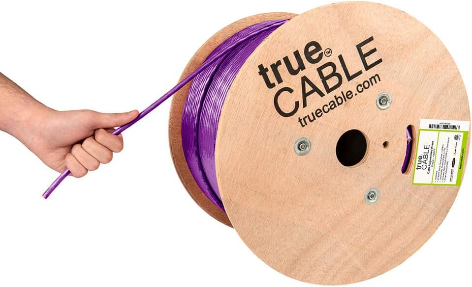 Cat6A Riser 1000ft Black 23AWG 4 Pair Solid Bare Copper 750MHz UTP Bulk Ethernet Cable A9699