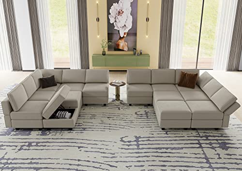 Oversized Modular U Shaped Sectional Sofa with Storage Velvet Black O3777