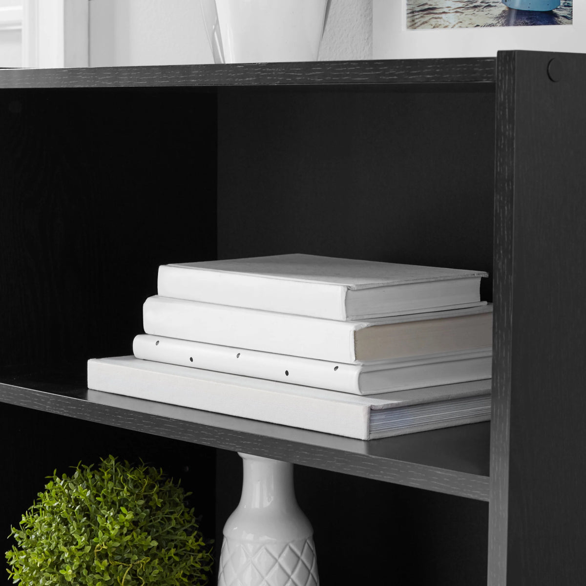 White 3-Shelf Bookcase with Adjustable Shelves C582