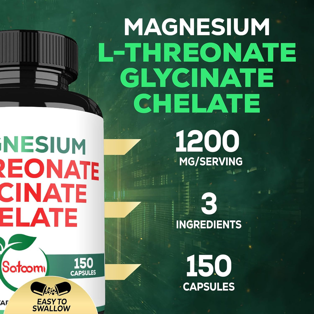 150 Vegan Capsules 1200mg Magnesium Supplement Y274436