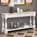 Antique White 3 Drawers Solid Wood Console Table J424347