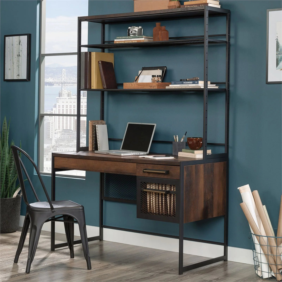 Engineered Wood Computer Desk with Hutch I824951