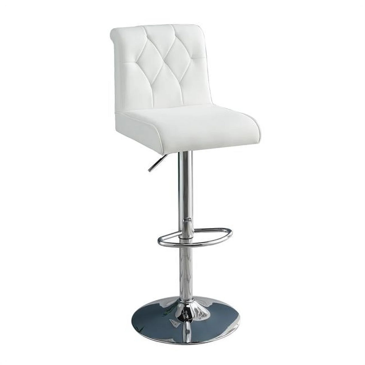 White Faux Leather Adjustable Height Swivel Barstool Set of 2 R93590