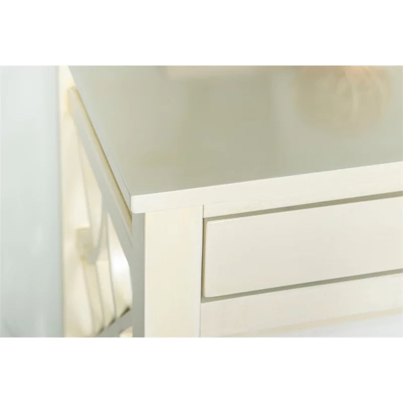 Antique White 1-Drawer Wood Desk V8338