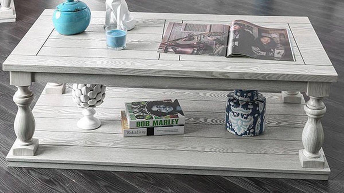 Rustic Coffee Table in Antique White L18146
