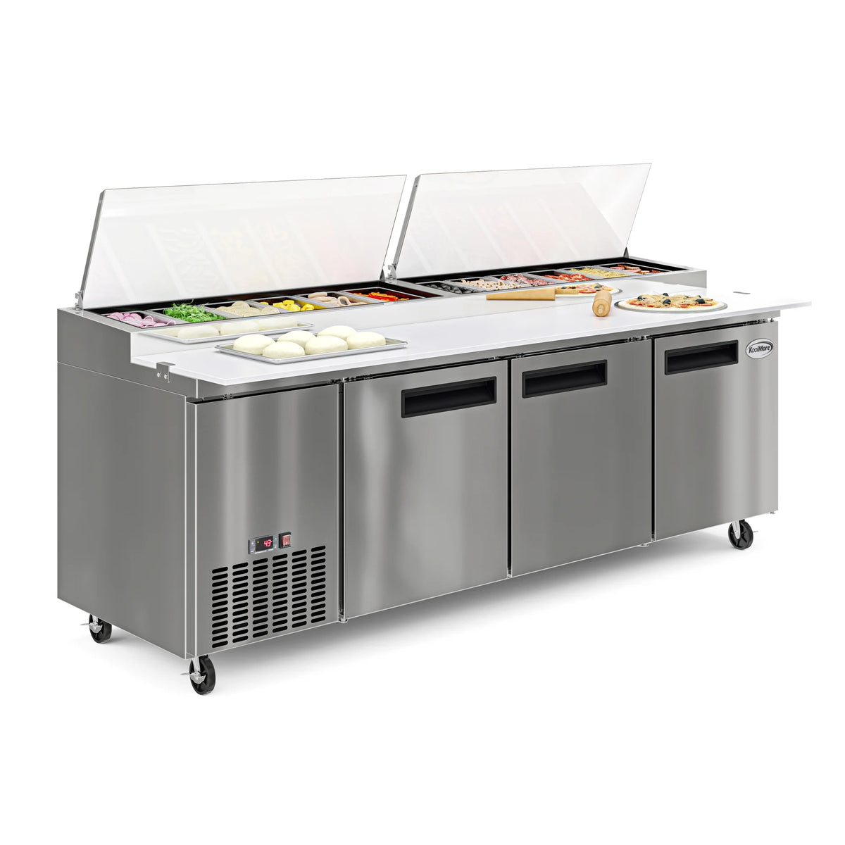 92 In. Three Door Stainless-Steel Pizza Prep Refrigerator S6703