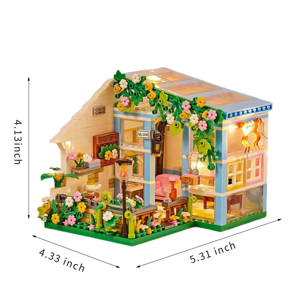 Dollhouse Miniature with Flower Shop, DIY Wooden Crafts Christmas Kit Y482