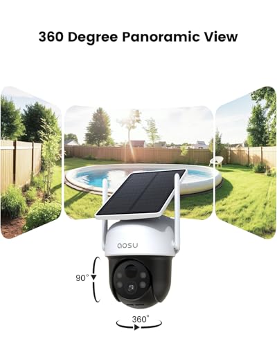Solar Camera Outdoor Wireless 360° Panoramic View 2K Color Night Vision T5859