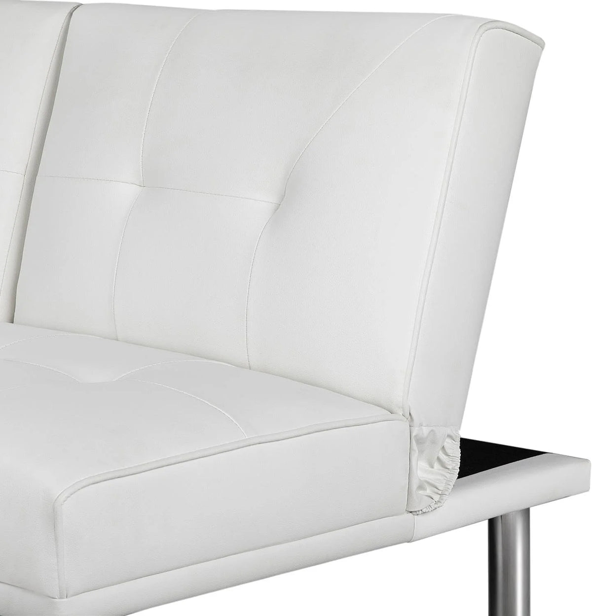 White Faux Leather Futon Set Convertible Sleeper Loveseat Daybed H229