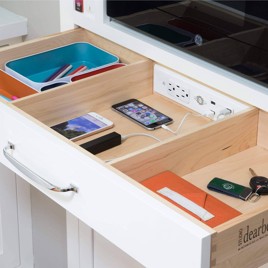 In-Drawer Outlet with 20 Amp AC Outlets USB-C USB-A Ports White C1394