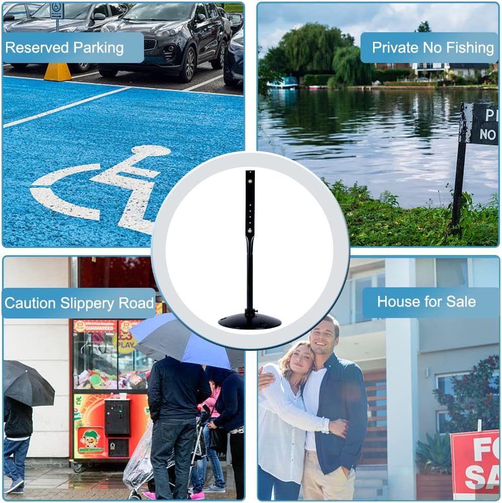 Cast Iron Pedestal Post Sign Holder with 17" Dia Base 48" Tall, Black S630