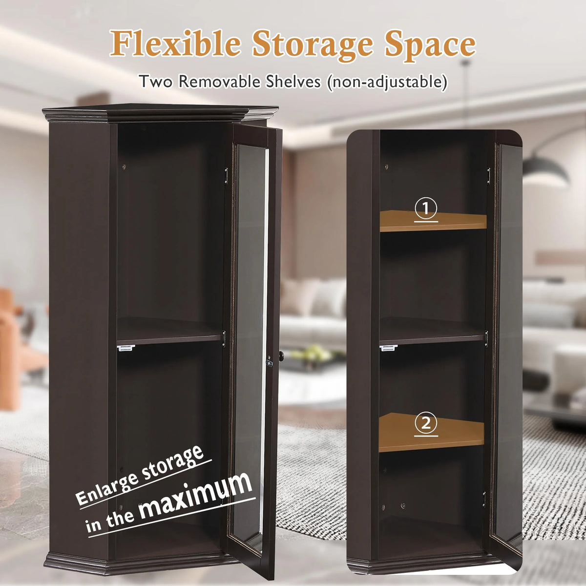 Freestanding Bathroom Cabinet with Glass Door, MDF Board with Painted Finish M76884