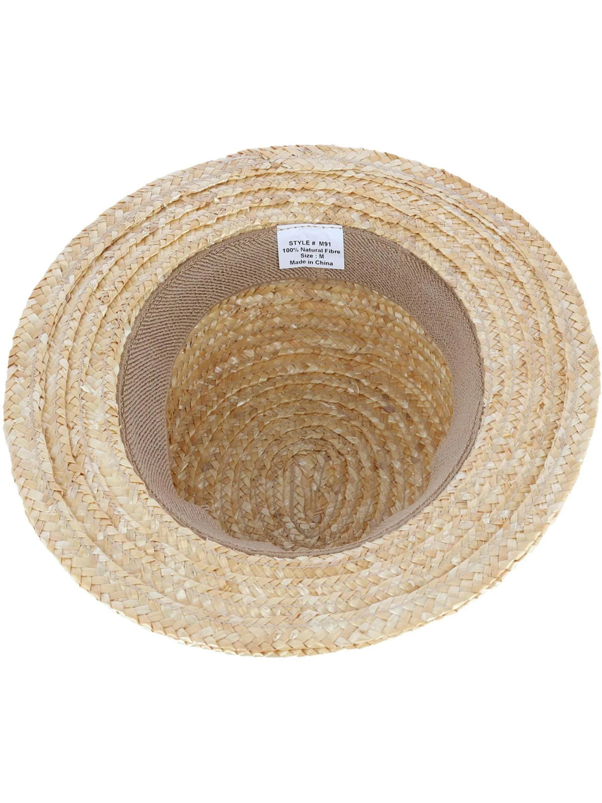 Straw Boater Hat with Navy Band and Elastic Sweatband A8111