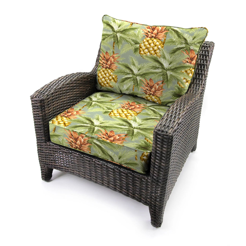 Green Tropical Rectangular Outdoor Deep Seating Chair Cushion F197