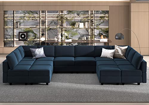 Oversized Modular U Shaped Sectional Sofa with Storage Velvet Black O3777