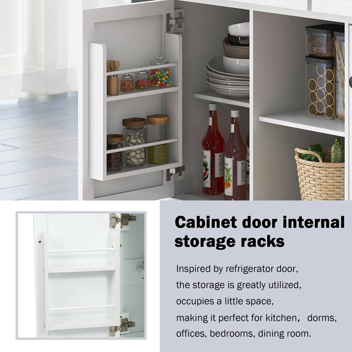 White Kitchen Island with Storage P3349