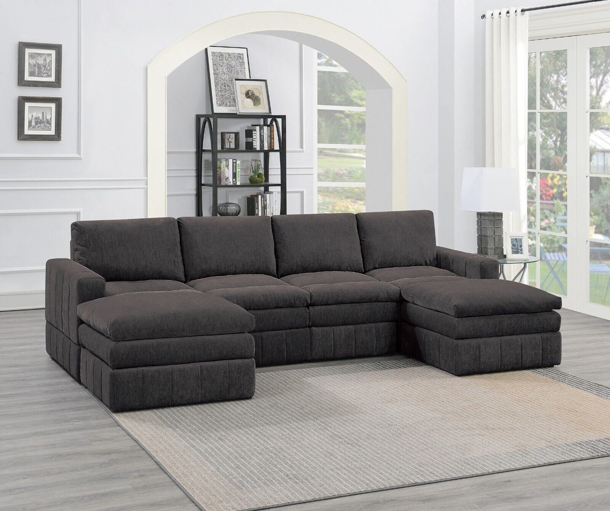 Plush Cushion 6pc Modular Sectional Set with Ottoman F734779