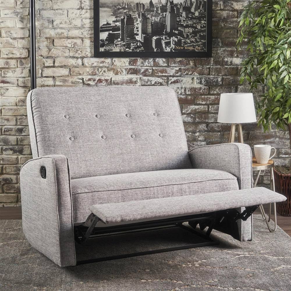 Light Gray Tweed Loveseat Recliner Q359