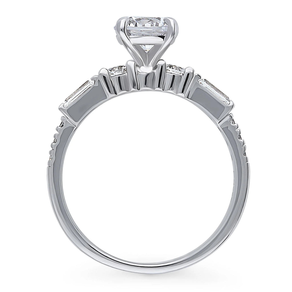 Sterling Silver Solitaire Engagement Ring 1 Carat Round Cubic Zirconia Rhodium Plated Size 9 A657