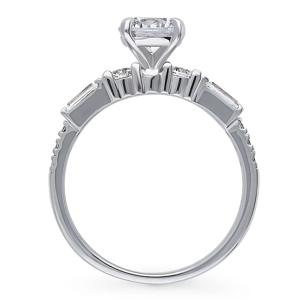 Sterling Silver Solitaire Engagement Ring 1 Carat Round Cubic Zirconia Rhodium Plated Size 9 A657
