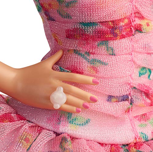 11.5-inch Blonde Hair Doll with Floral Gown and Doll Stand T1139