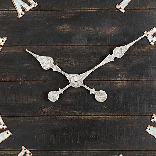 28 Inches Distressed Black Wooden Wall Clock Silent Non-Ticking Roman Numerals O7583