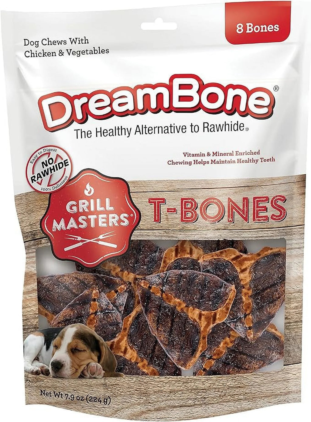 Rawhide-Free T-Bones Chews for Dogs, 8 Count O74951