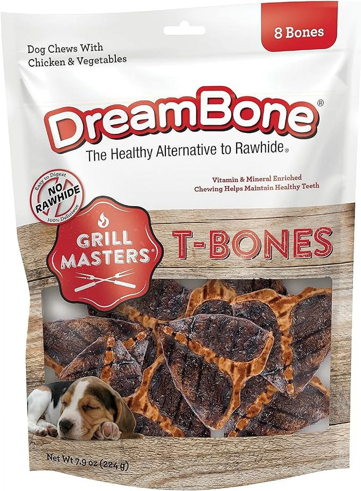 Rawhide-Free T-Bones Chews for Dogs, 8 Count O74951