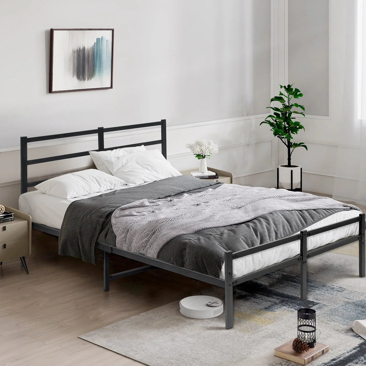 King 14 Inch Metal Bed Frame with Headboard and Footboard H52451