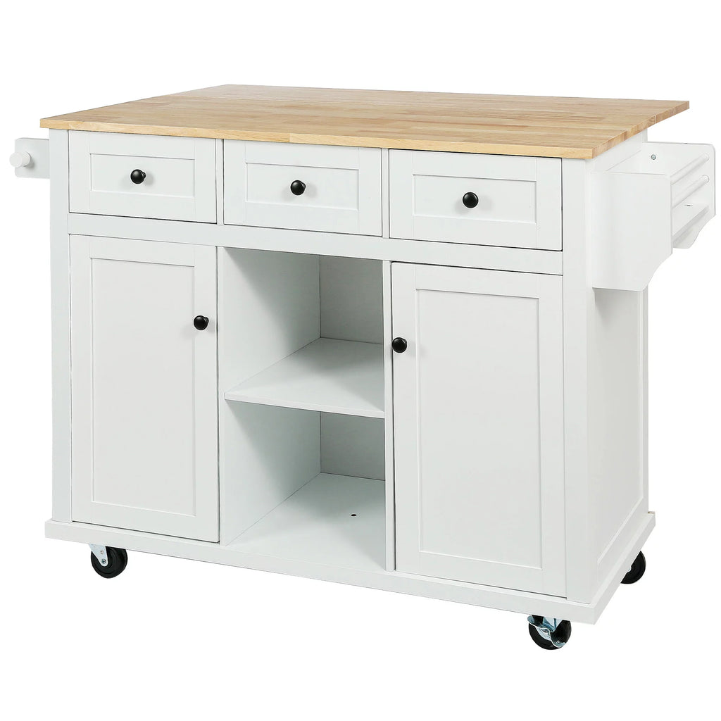 White Kitchen Island with Storage P3349