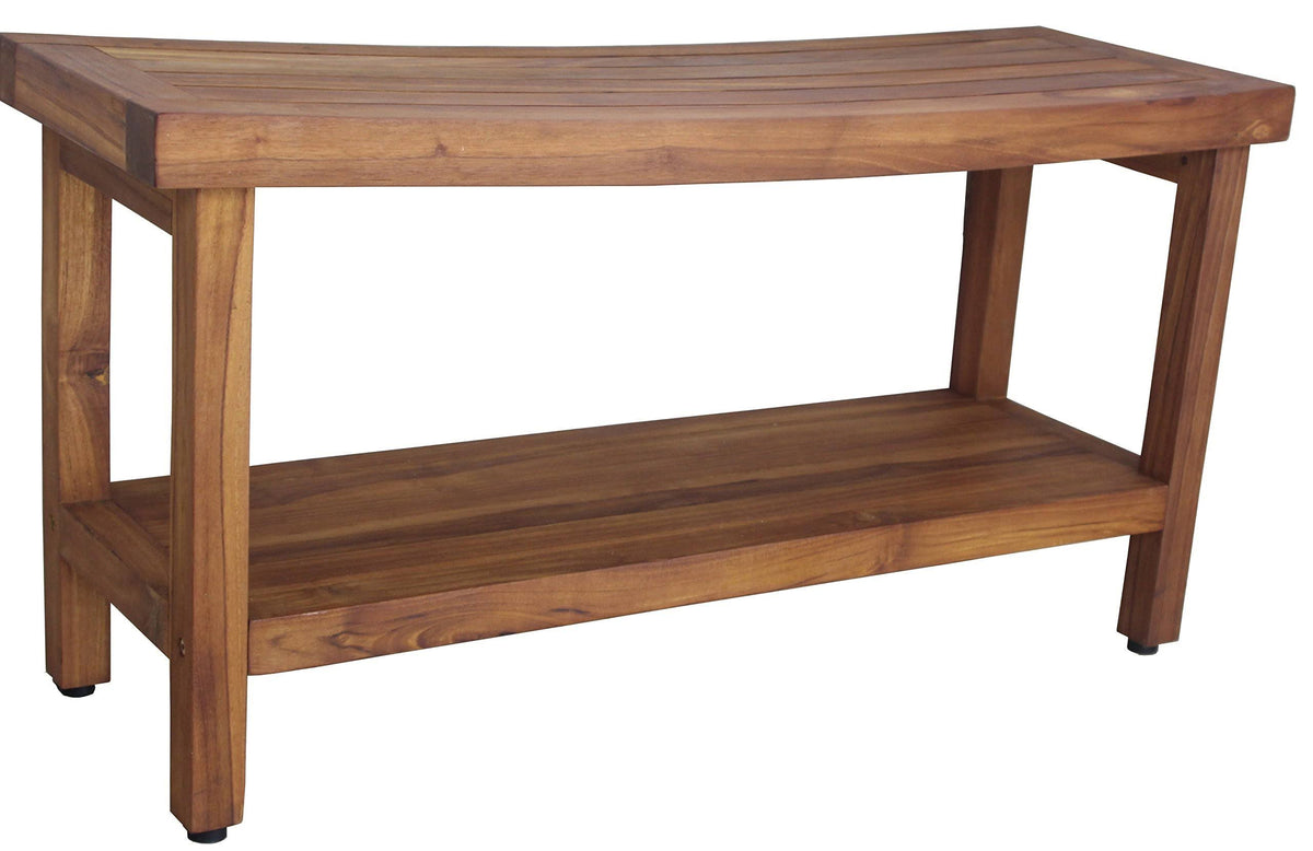 Teak Shower Bench with Shelf Y875606