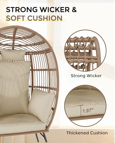 Grey Wicker Egg Chair with Ottoman P775886