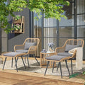 3 Piece Wicker Patio Bistro Set with Glass Top Table K53996