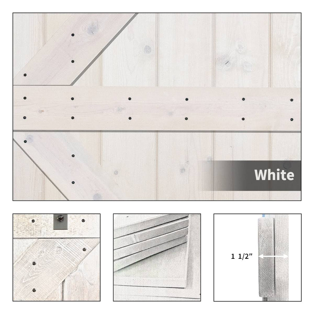 Paneled Wood Barn Door with Installation Hardware Kit E8923